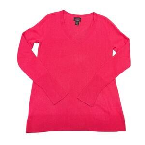 Halogen Hot Pink 100% Cashmere V-Neck Sweater Women’s Small Soft Lightweight